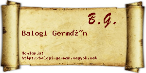 Balogi Germán névjegykártya